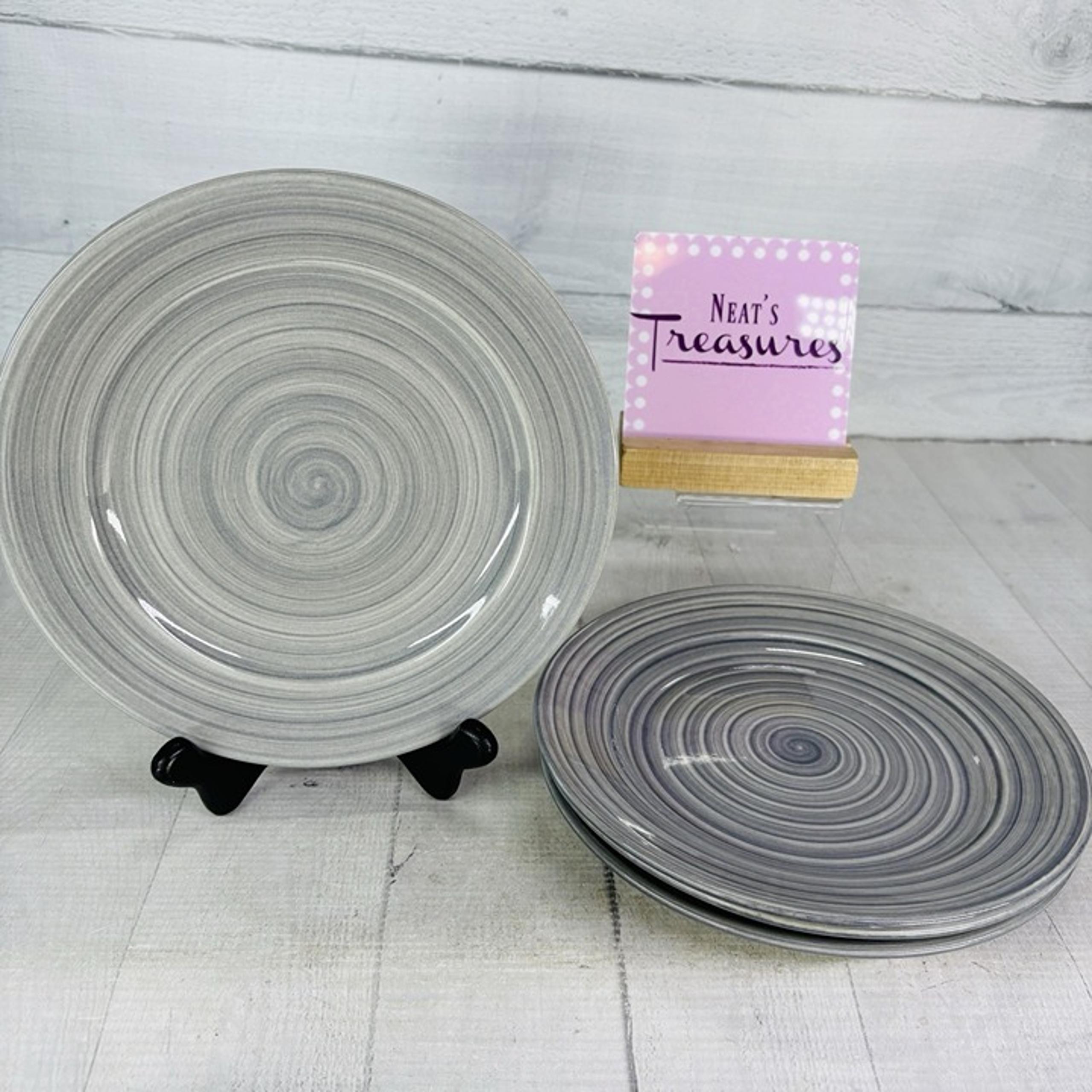 Threshold Target TORIN IRON All Brushed Grey Rings Swirls Salad Plates Set of 4