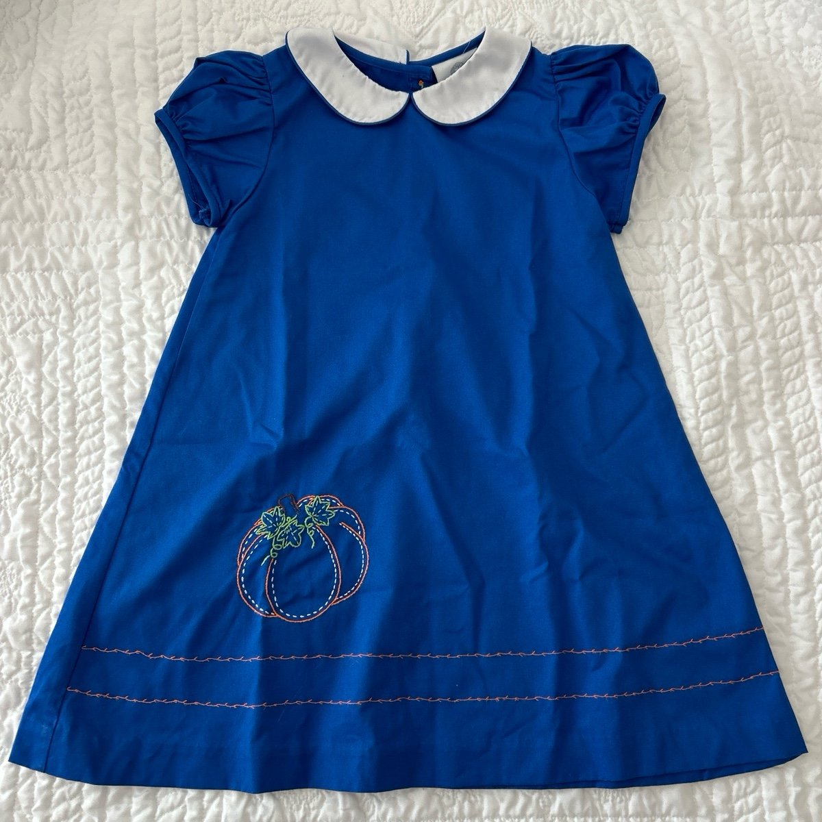 EUC Proper Peony blue embroidered pumpkin dress