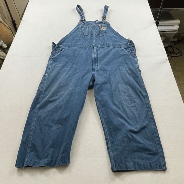 Carhartt Denim Bibs Overalls RO7-DST 46 X 30 Blue