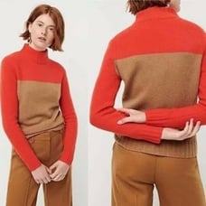 J crew Color Block Varsity Wool Turtleneck Sweater Small