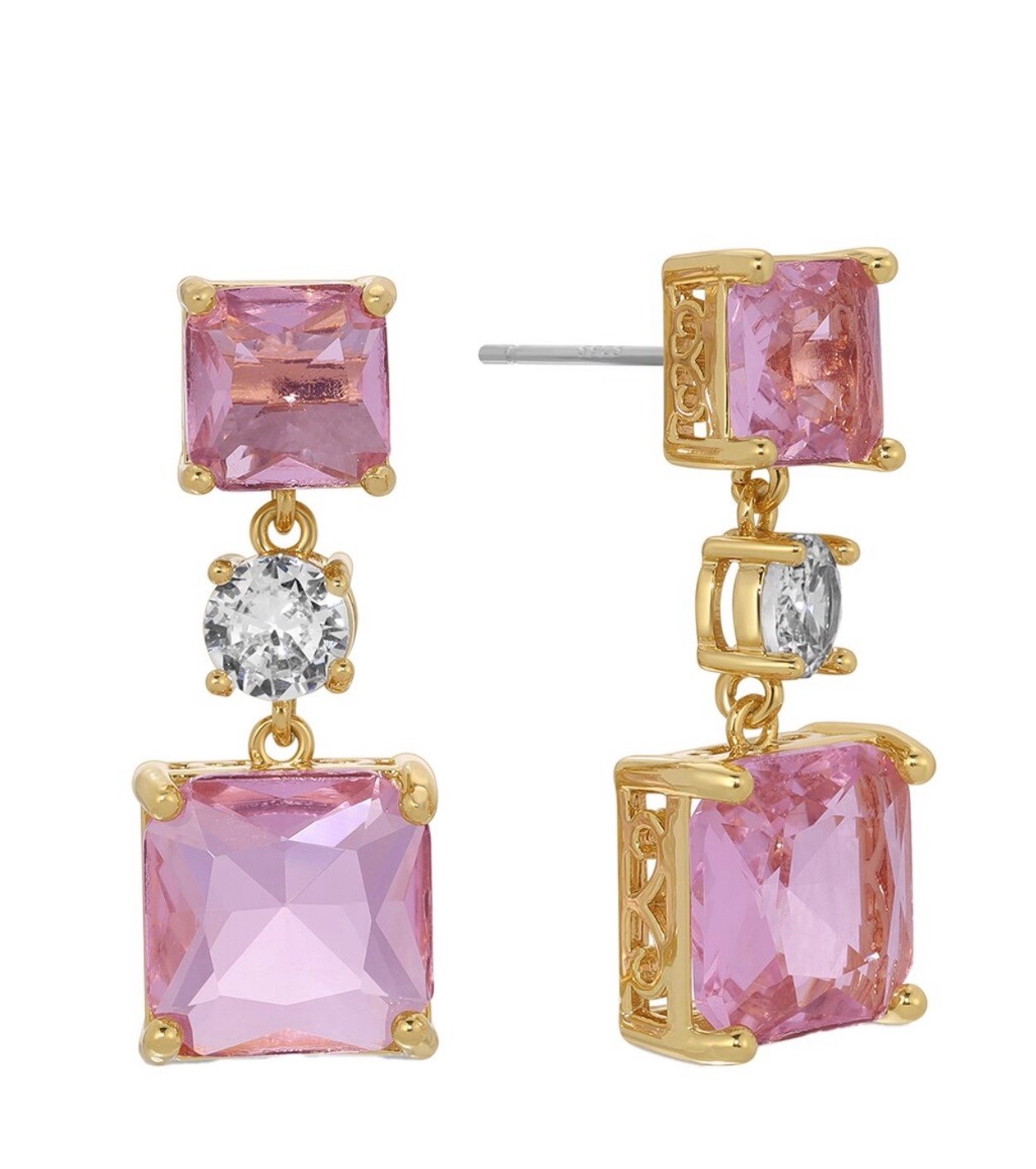 Eye Candy LA CZ Drop Earrings approximately 1 inch in length