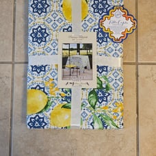 RARE NEW STOF FRANCE LEMON BLUE WHITE MEDITERRANEAN 63x118 COTTON TABLECLOTH