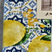 RARE NEW STOF FRANCE LEMON BLUE WHITE MEDITERRANEAN 63x118 COTTON TABLECLOTH
