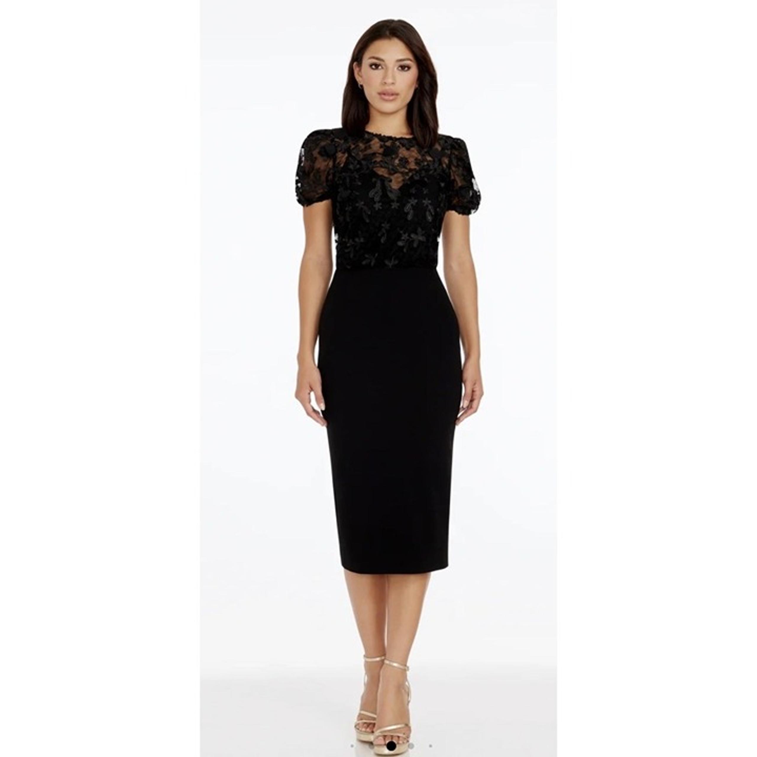 Dress the Population MEDIUM Women's Black Lace Marianne Midi Dress NWT $268