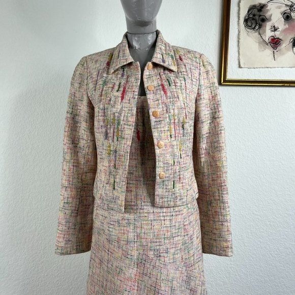 VTG Kenzo Tweed Beaded Clueless Abstract Blazer