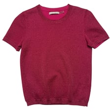 Alice + Olivia Pink Shimmer Short Sleeve Knit Top Sz S Like New