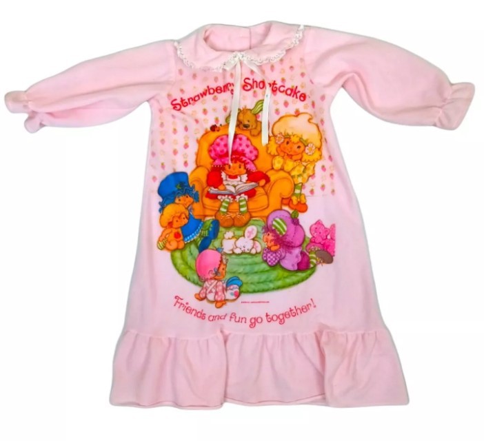 Vintage strawberry shortcake girls pajama dress pink 2t