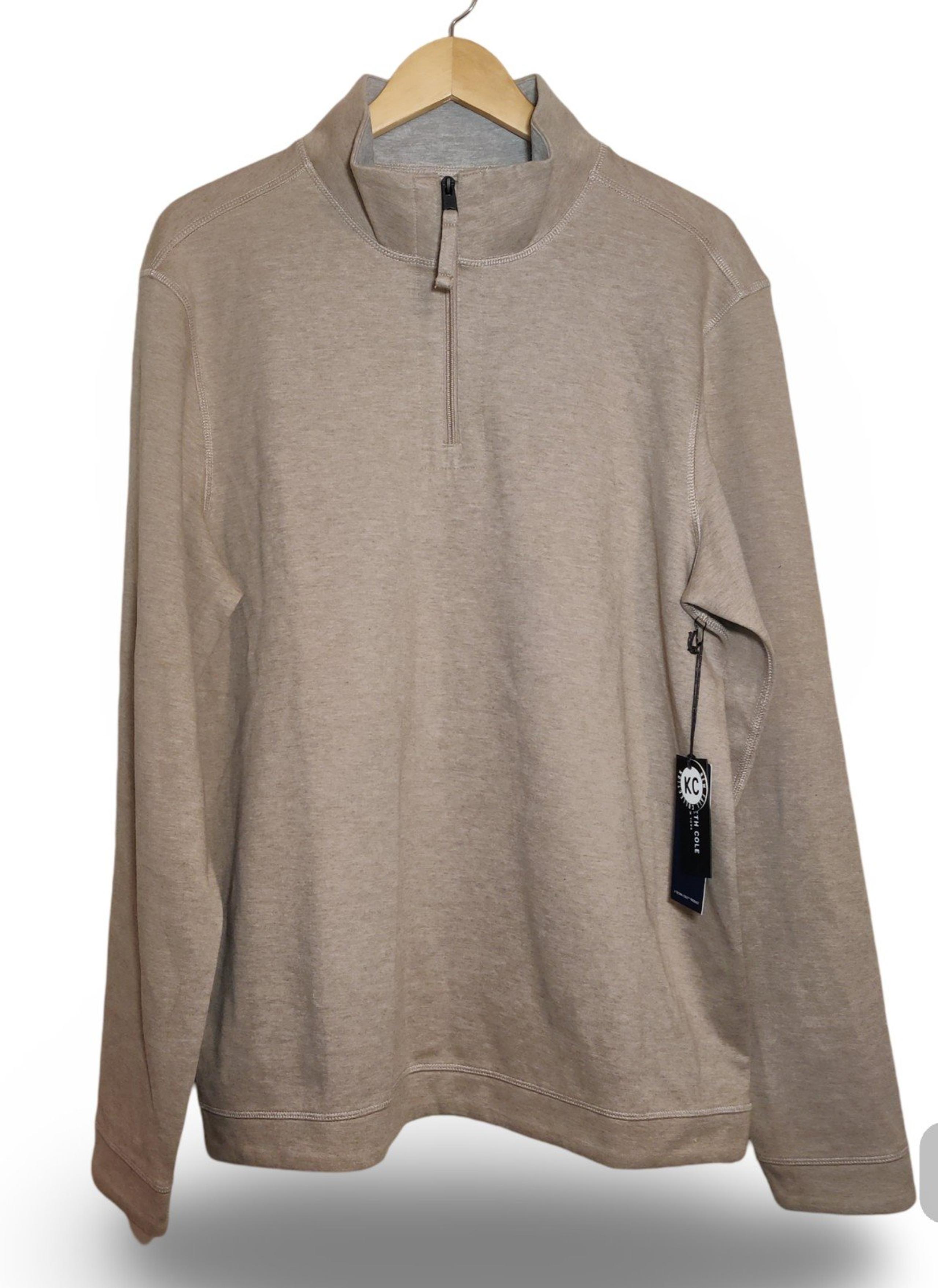 Kenneth Cole Long Sleeve Quarter Zip Pullover Sweater Men's Brown XL Techni-Cole