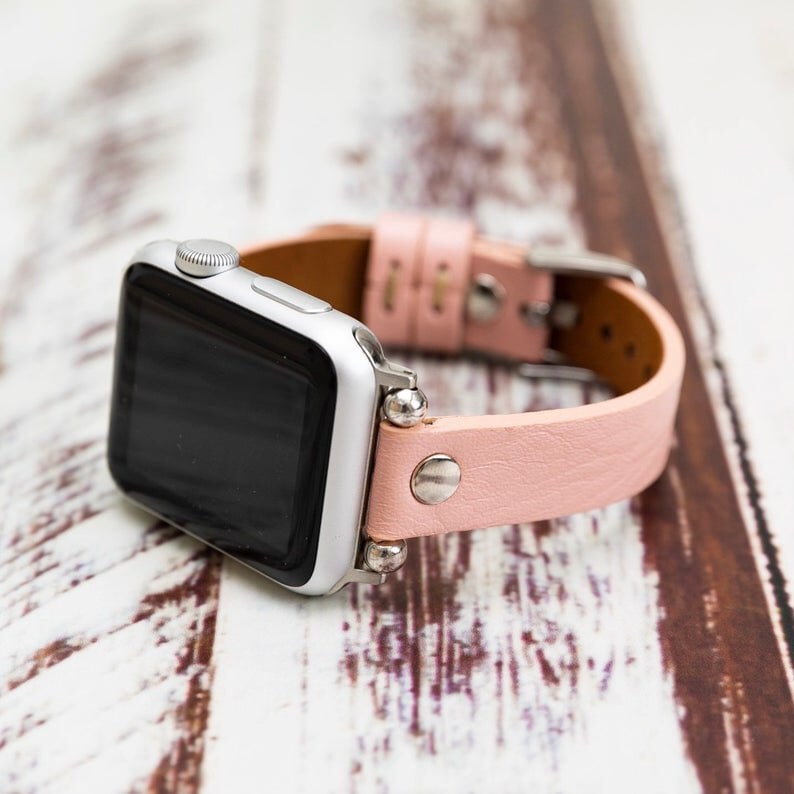 Pink Personalized Leather Apple Watch Ba