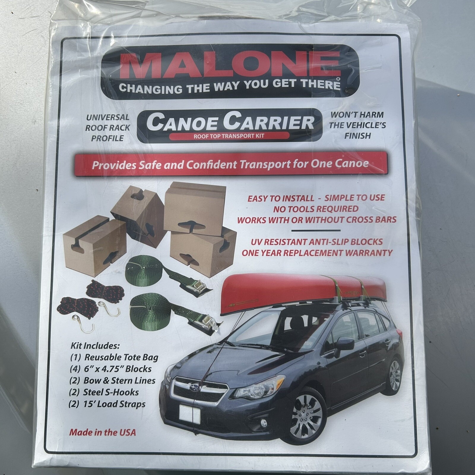 NEW Malone Canoe Carrier Roof Top Transport Kit MpG156 Neoprene Bottom