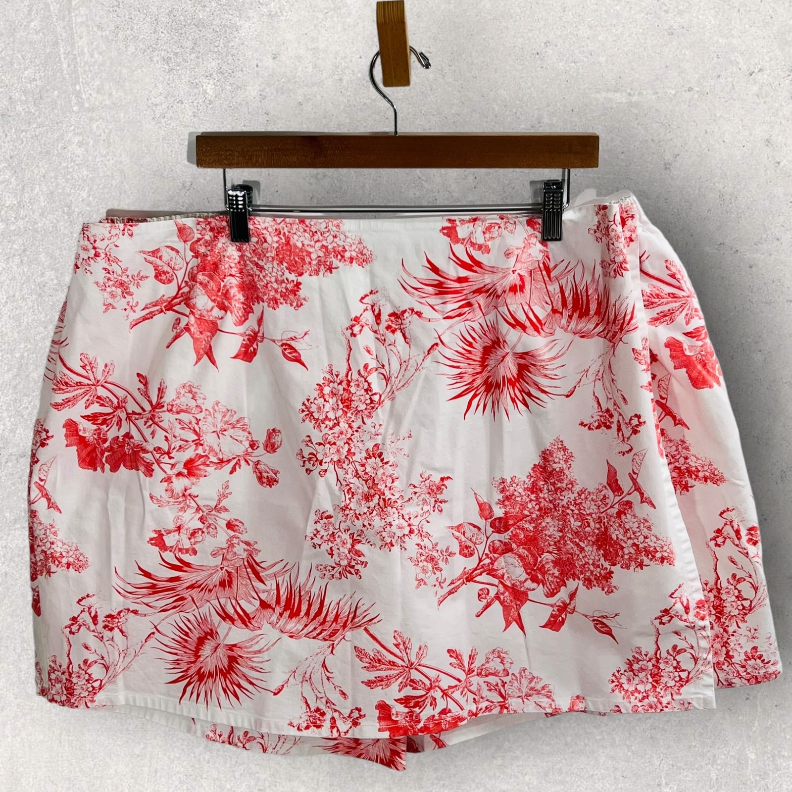 Denim & Co Womens Plus Size 3X Active Skort Orange Toile Print Stretchy Waist