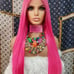 Hot pink dream straight lace wig