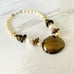 Vintage Beaded Statement Necklace Faux Pearls Mixed Metals Modern 21 Inches
