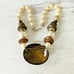 Vintage Beaded Statement Necklace Faux Pearls Mixed Metals Modern 21 Inches