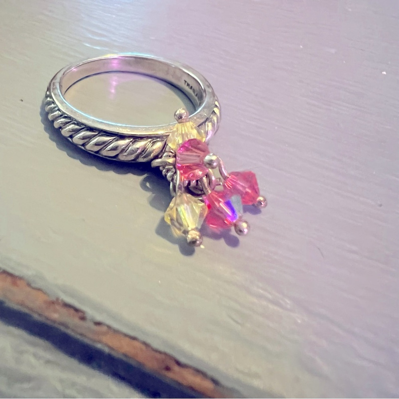 925 Sterling Silver Beaded Cha Cha Ring Size 7