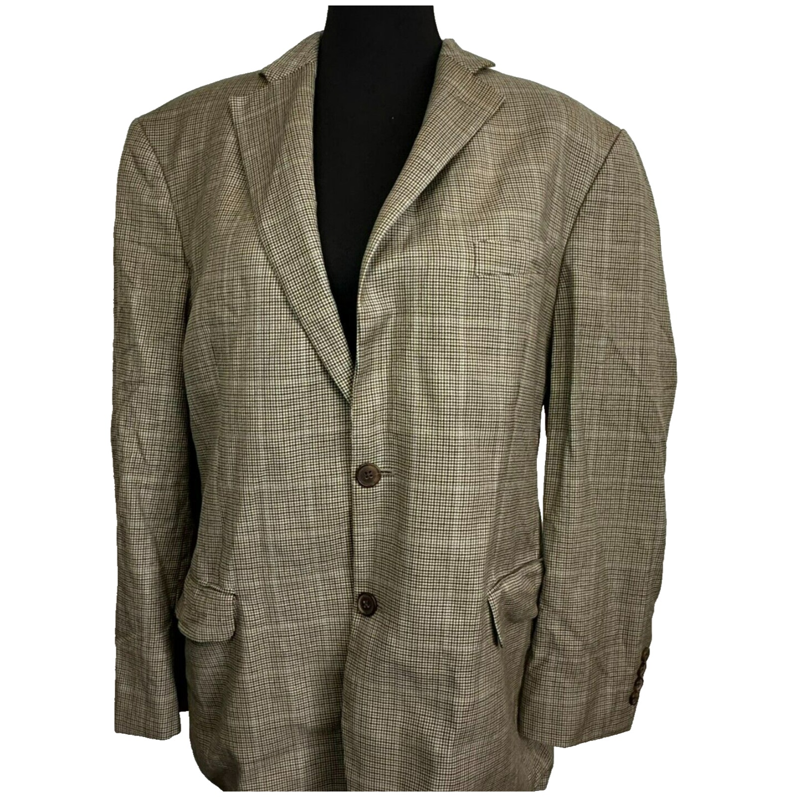 BROOKS BROTHERS | 346 Men's 42R Brown Blue Tan Plaid Wool Sport Coat Blazer