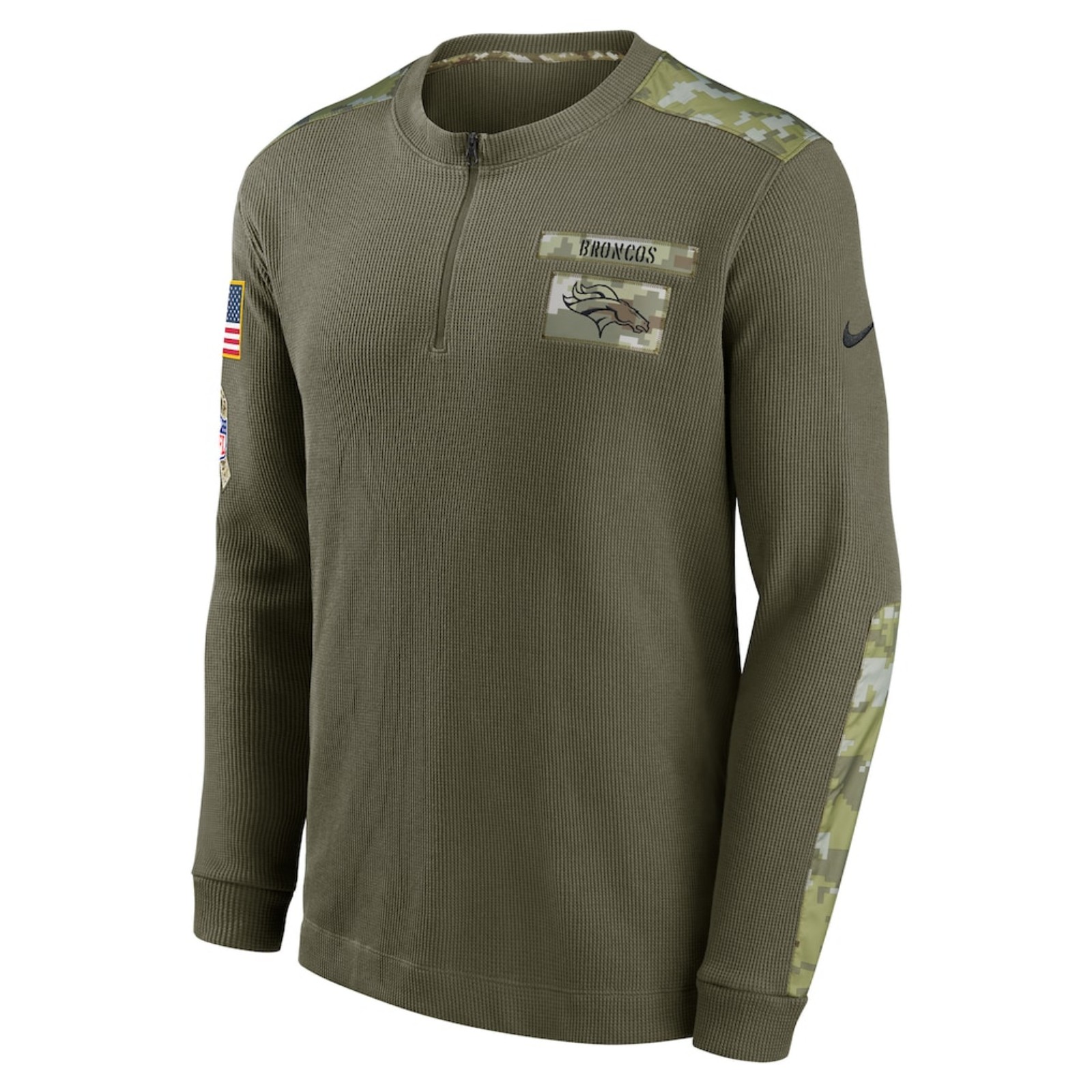 Nike Olive Denver Broncos Salute To Service Henley Thermal Top Men's XXXL