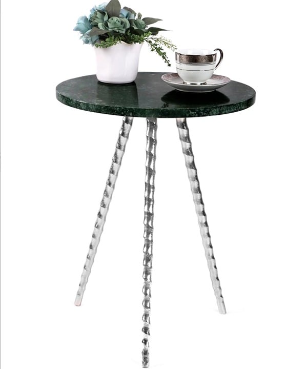 Basil Green Marble Top Coffee Table End Table Round Small Side Table Nightstand