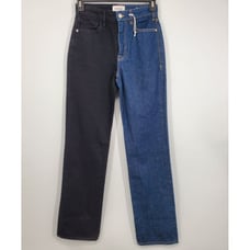 FRAME Le Jane Color Block High Waist Relax Jeans Dell Noir Size 25 NWOT