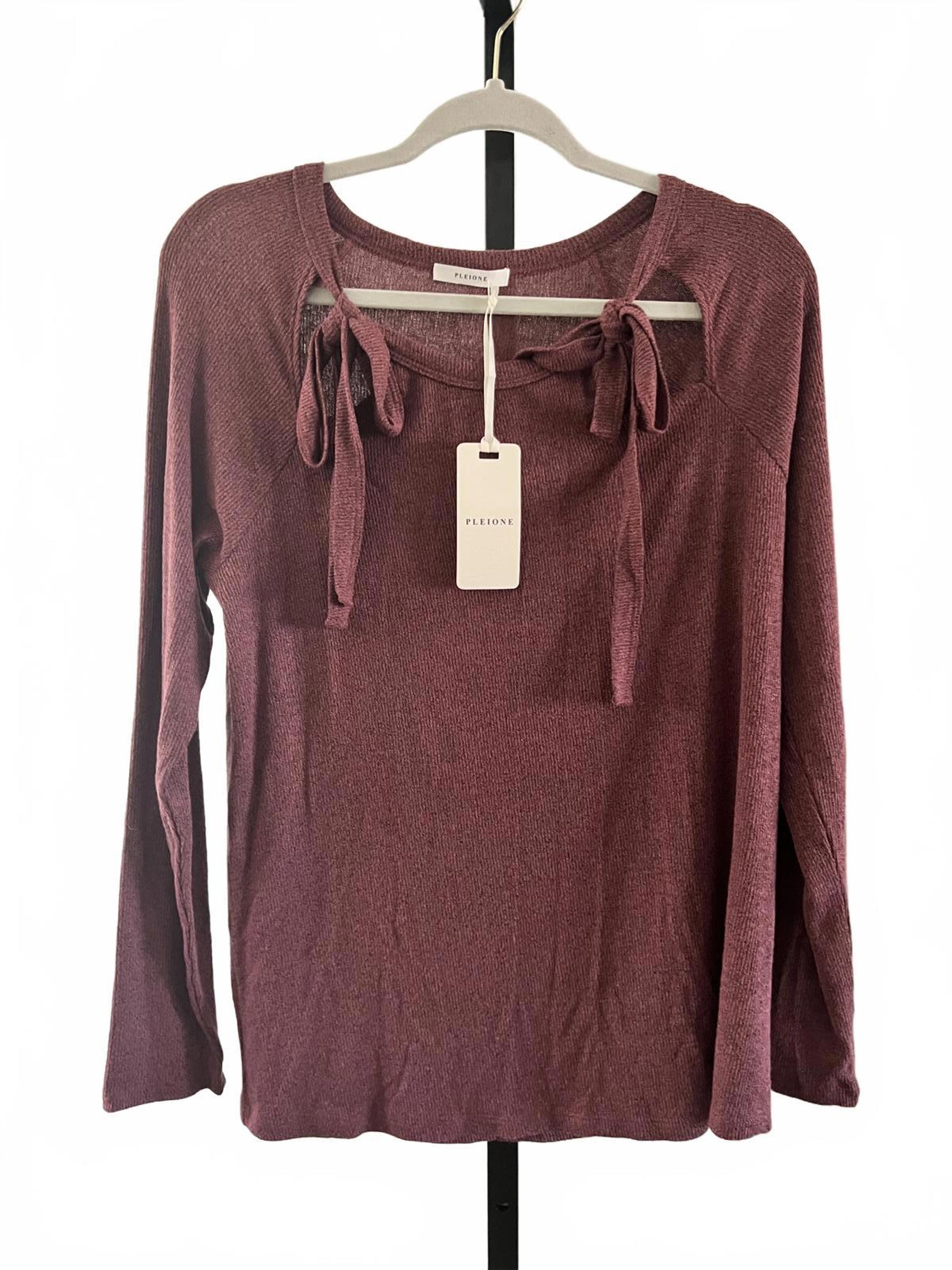 Anthropologie Pleione Purple Long Sleeve Top with Tie Detail - M