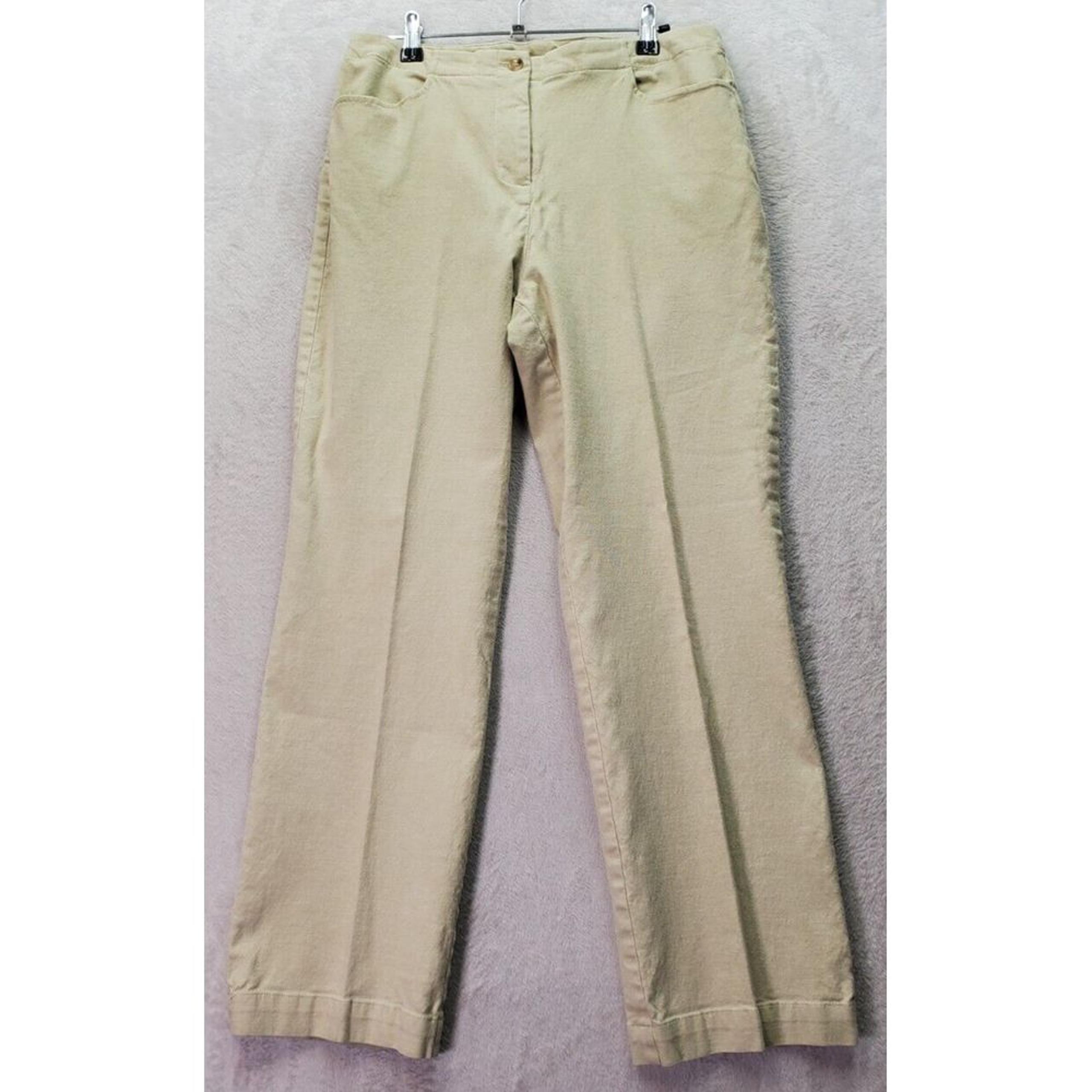 Sigrid Olsen Sport Pants Women Petite 10 Pale Yellow Medium Wash Cotton Pockets