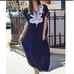 Navy Embroidered Kaftan Cover Up