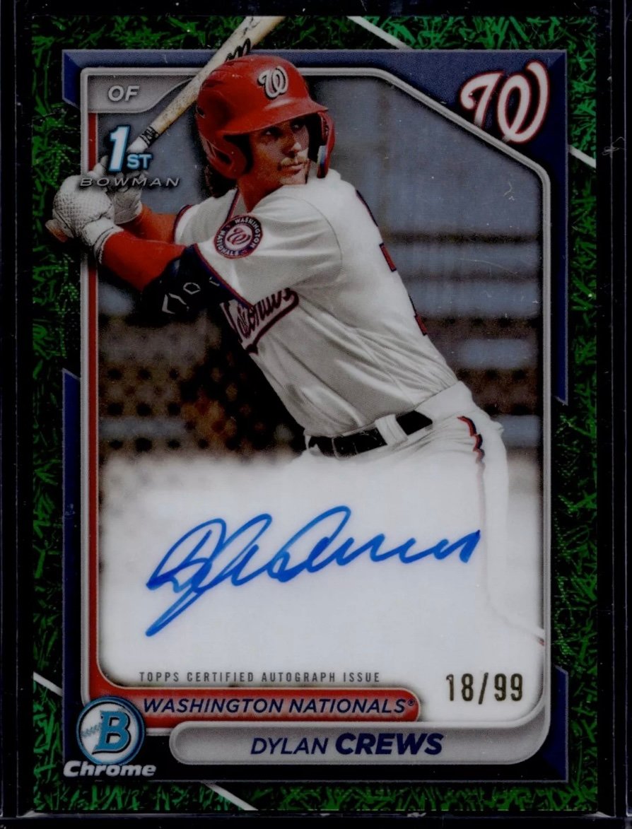 2024 Bowman Draft Chrome Dylan Crews 1st Bowman Green Grass Refractor Auto /99