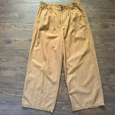 Madewell Harlow Linen Boho Wide Leg Carmel Pleated Pants Women’s Size 8P