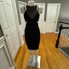 Bec & Bridge Kathy Sexy Mesh Cut Out Black Midi Body Dress Size 4 Semi Sheer