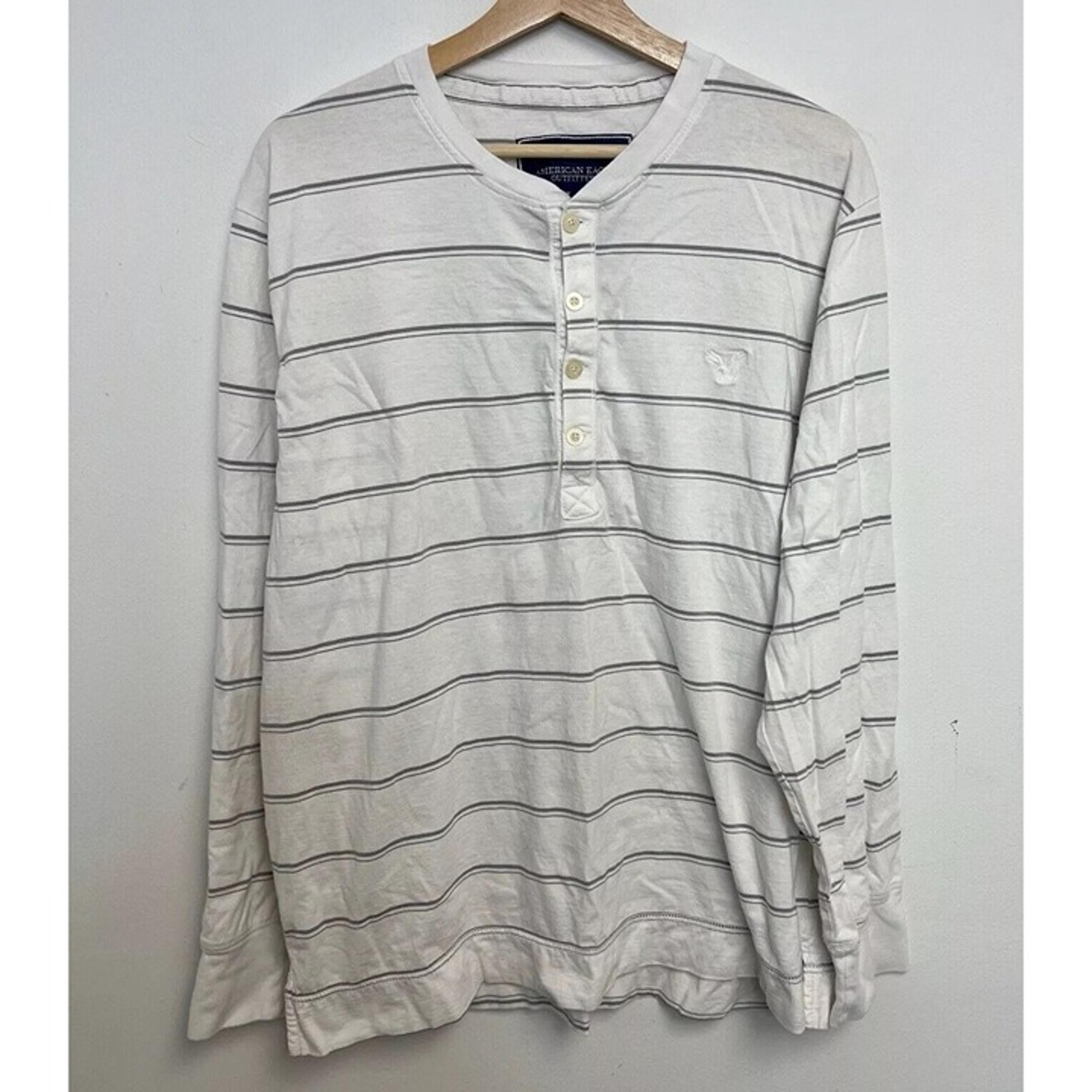 American Eagle Shirt Men's XXL Long Sleeve Henley Vintage Fit Soft Stripped