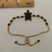925 Silver turtle bracelet black cz gold