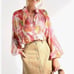 Chiffon Floral Pastel Pink Watercolor Button Down Blouse