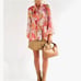 Chiffon Floral Pastel Pink Watercolor Button Down Blouse