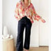 Chiffon Floral Pastel Pink Watercolor Button Down Blouse