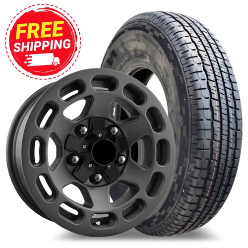 Trailer Tires and Wheels Assembled Satin Grey