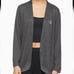 Calvin Klein Aurora Comfort CK Logo Open Front Sleep Cardigan Charcoal Heather