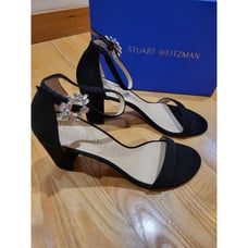 Stuart Weitzman Womens Nearlynude Crystal Nova Sandal Black/Clear Size 10.5 B