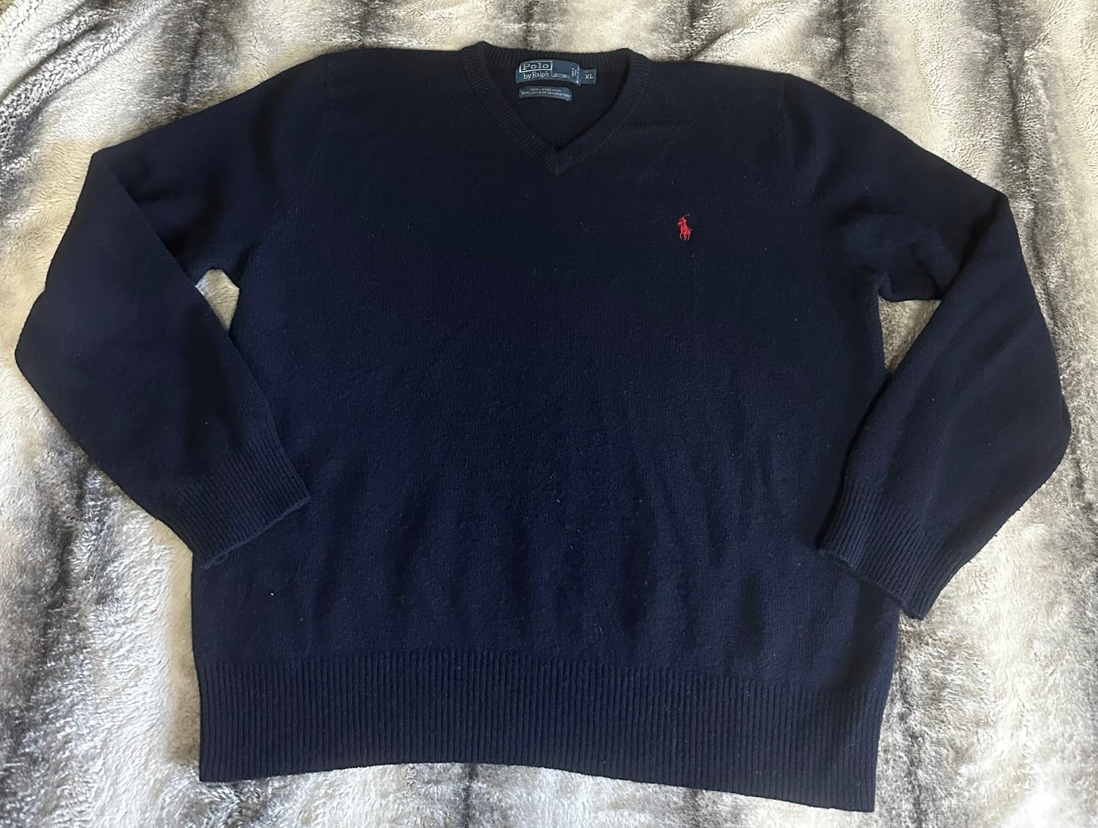 Polo Ralph Lauren Sweater Polo Ralph Lauren Navy Blue 100% Lambs Wool Sweater XL