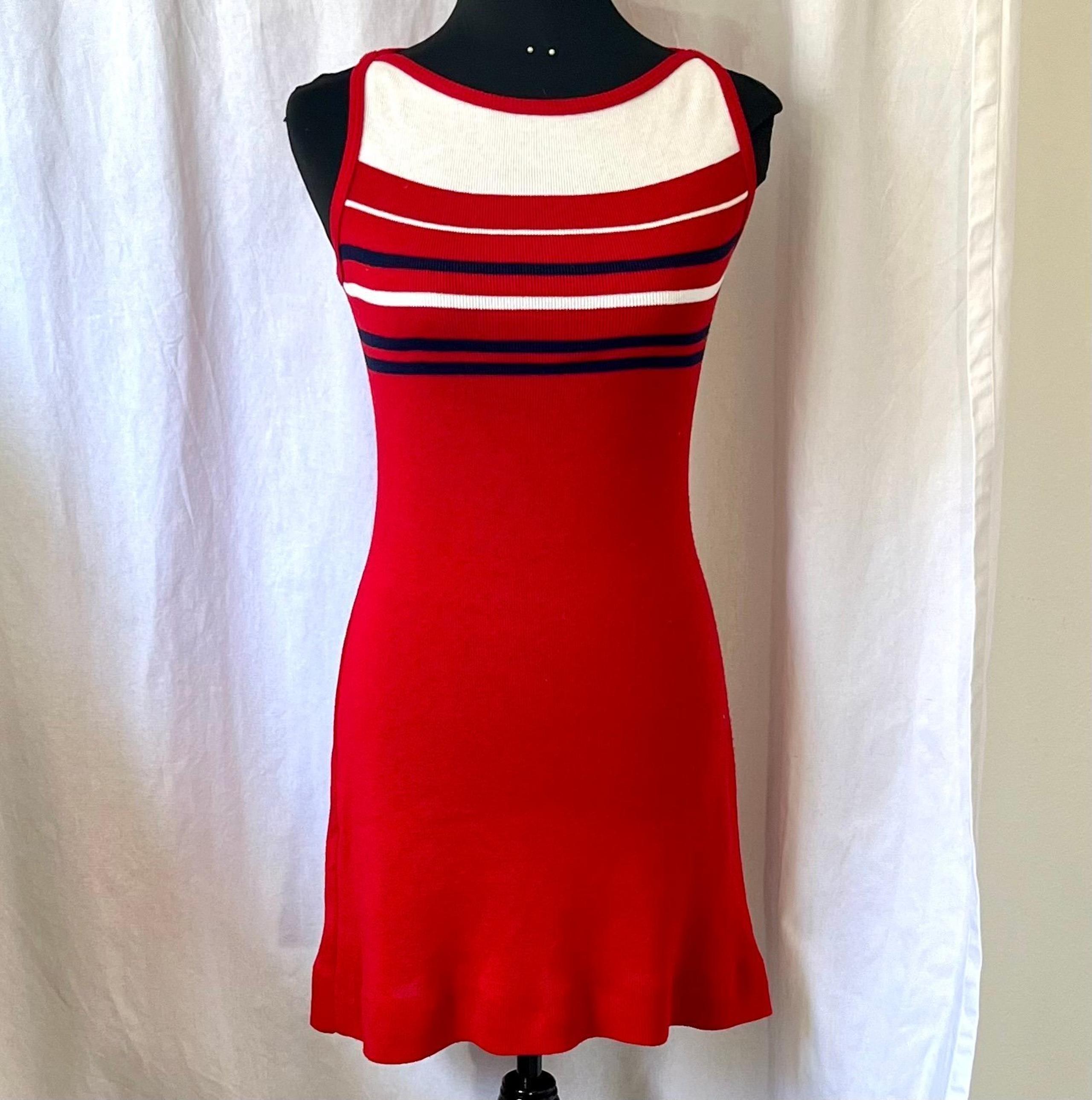 French curve womens dresses red fitted sweater dress Sz S!