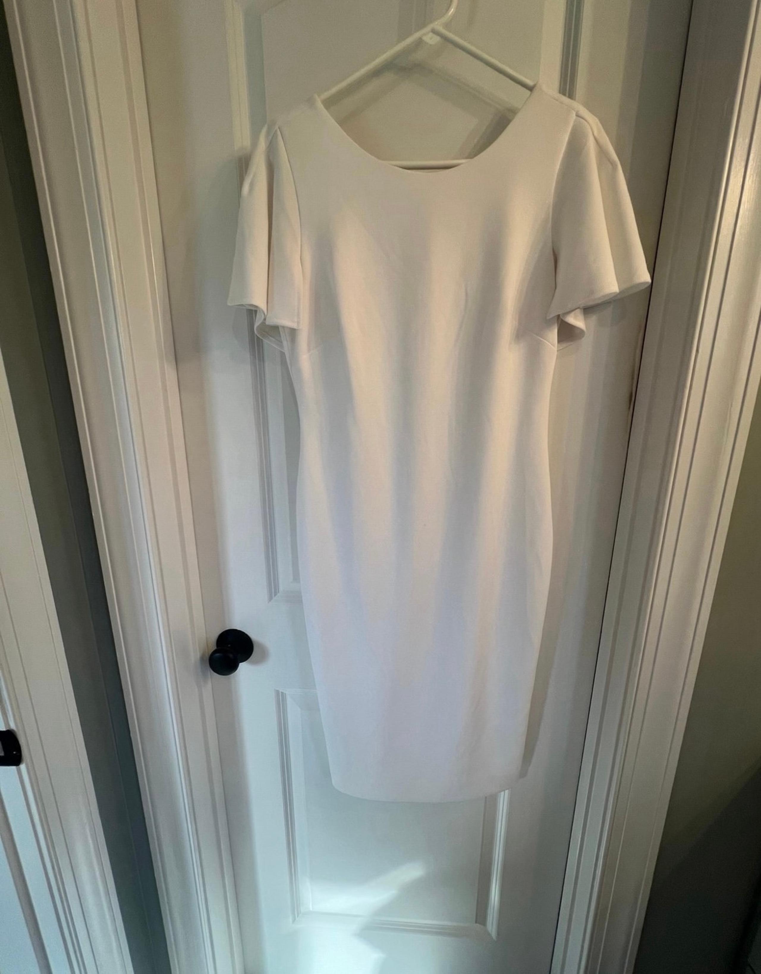 calvin klein white bridal sheath flutter sleeve dress 8