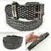 Vintage 90s Y2K Mudd Black Leather Metallic Silver Glitter Scales Belt S/M 32