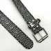 Vintage 90s Y2K Mudd Black Leather Metallic Silver Glitter Scales Belt S/M 32