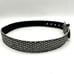 Vintage 90s Y2K Mudd Black Leather Metallic Silver Glitter Scales Belt S/M 32