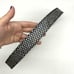 Vintage 90s Y2K Mudd Black Leather Metallic Silver Glitter Scales Belt S/M 32