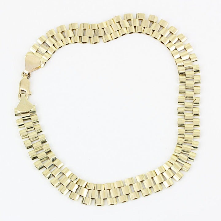 10k Yellow Gold Large Watch Style Bracelet 13