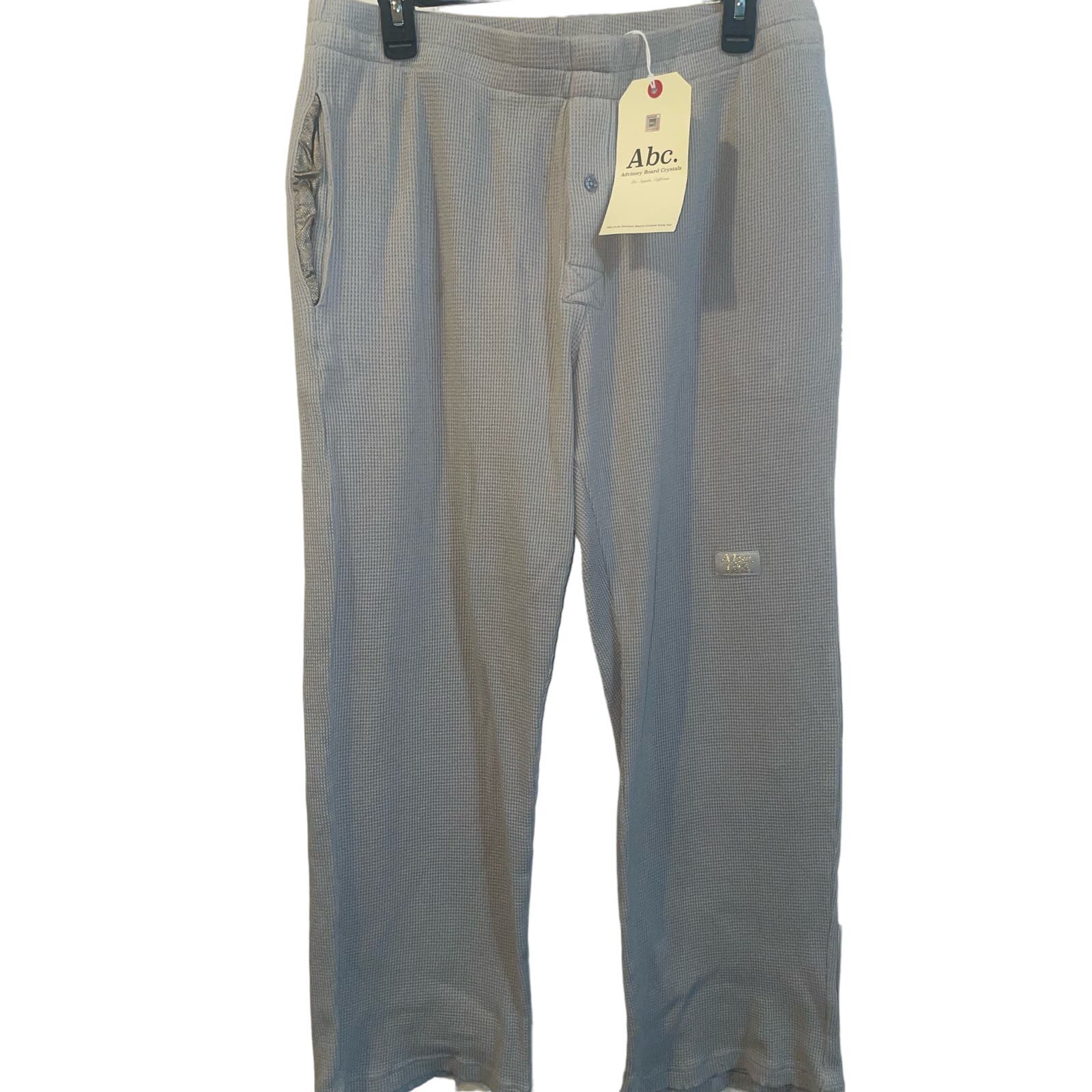 NWT Advisory Board Crystals Grey Waffle Knit Logo Detail Track Pants XL