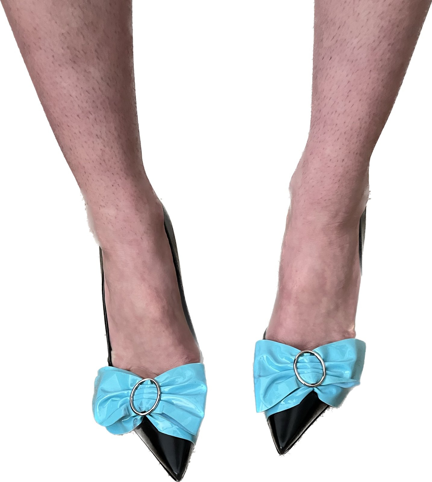 Prada black heels with blue bow