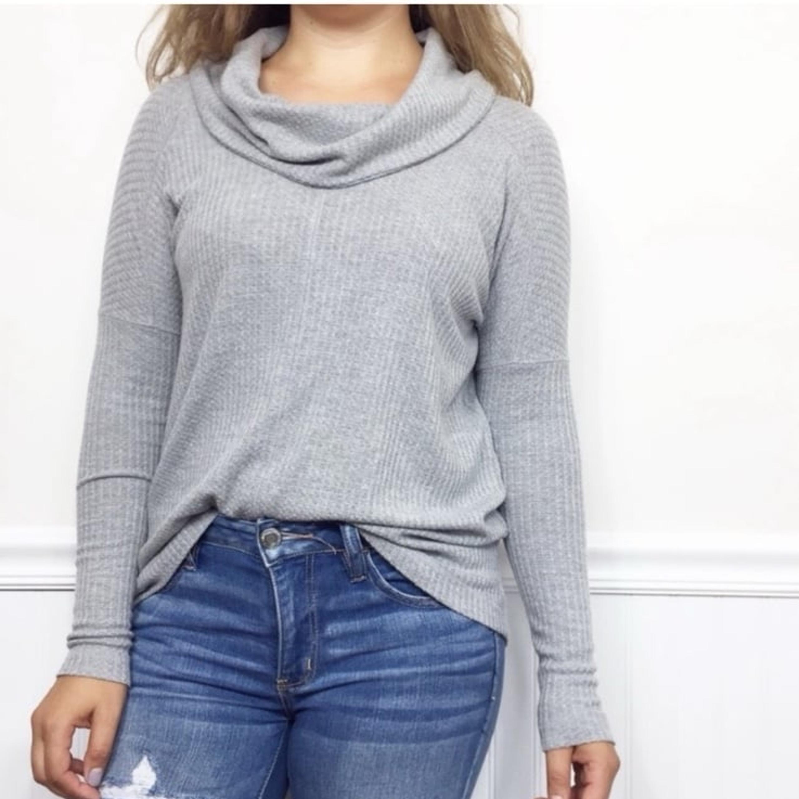 Lucky Brand cowl neck, high low thermal in gray. Size: Small