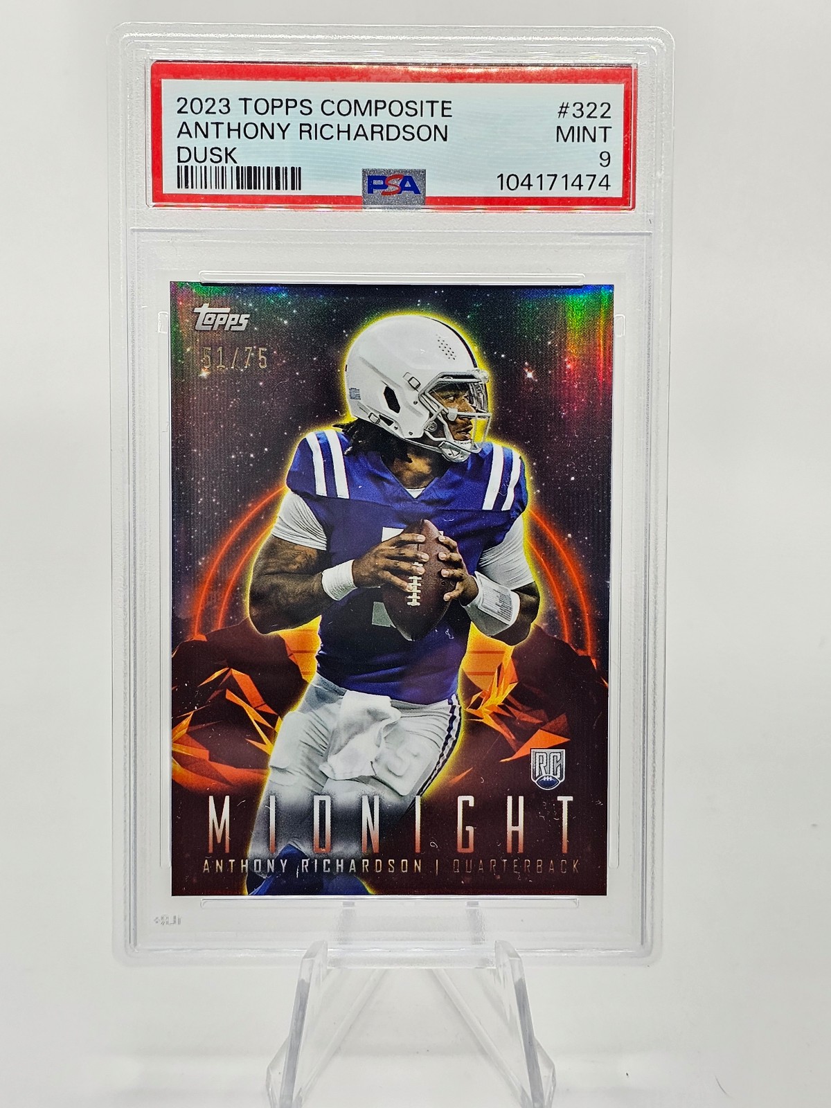 Anthony Richardson 2023 Topps Composite RC Midnight Dusk #'d/75 PSA 9