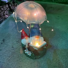 Garden Gnomes Statues Outdoor Decor with Watering Can Solar Lights Resin Figurin